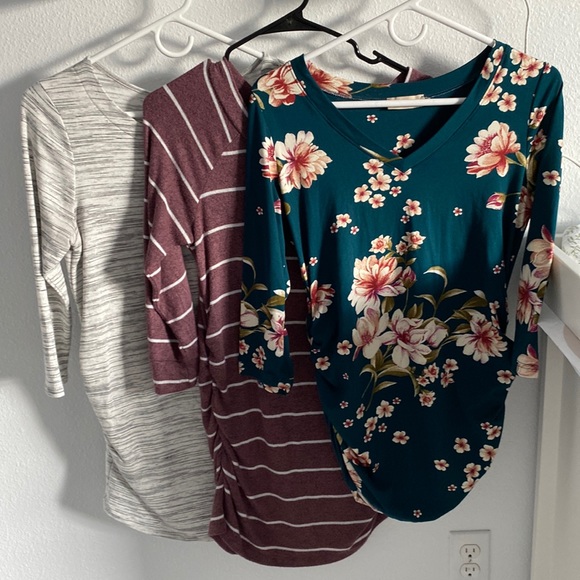 Market & Spruce Tops - Market & Spruce, Full Moon and Ink Love and Peace Maternity Tops - Bundle of 3